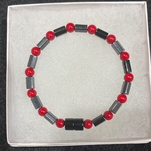 Red and Black Beaded Bracelet #26